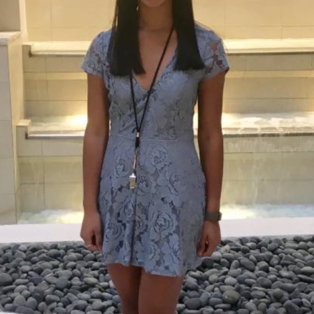 Charlotte Russe Light Blue Floral Lace Romper
